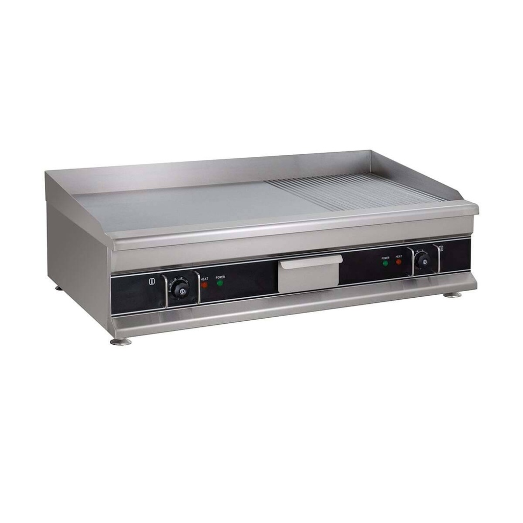 [GPE1000G] Elektro-Grillplatte Eco 998x398 ½ glatt, ½ gerillt - Tischgerät