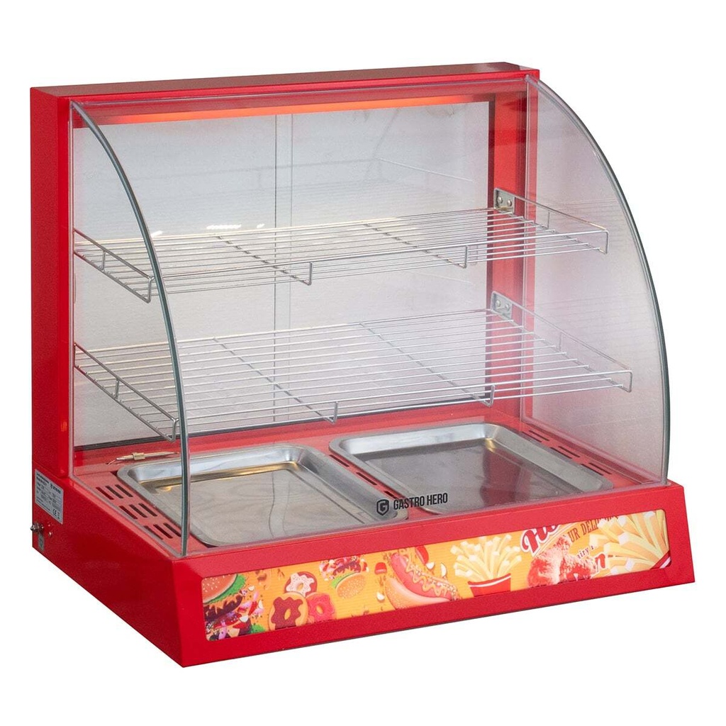 [SW-ECO1] Warmhaltevitrine / Snackwärmer 660 mm, bis 85 °C, mit Beleuchtung