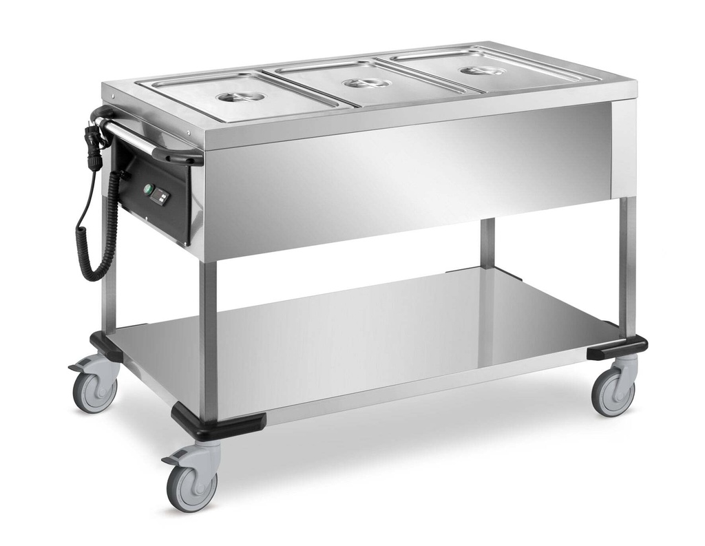 [ART.026.AC/E] Bain-Marie Wagen PROFI mit Trockenheizung 3x GN 1/1