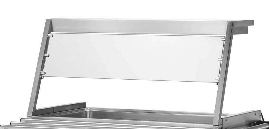 [ART.0131.PD/N] Aufsatz mit Beleuchtung und Hustenschutz für Bain-Marie Wagen PROFI 4x GN 1/1 mit separaten Becken