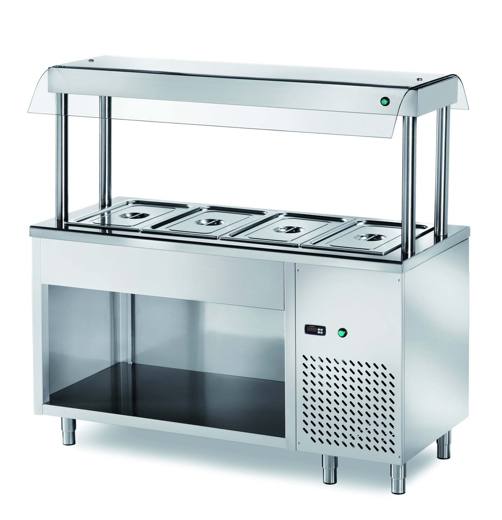 [VIN/15] Buffetinsel PROFI Kalt offen mit Hustenschutz 1500x700x1500 - 4x GN 1/1