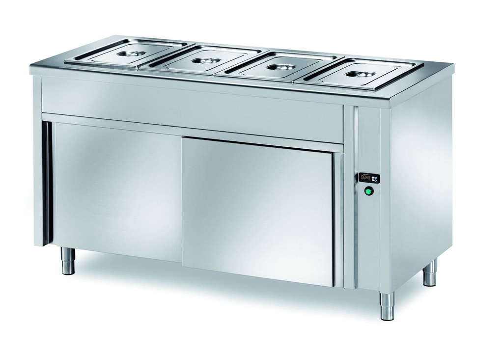 [SNB/20] Selbstbedienungswarmhaltetisch PROFI neutral mit Schiebetüren 2000x700x890 - 5x GN 1/1