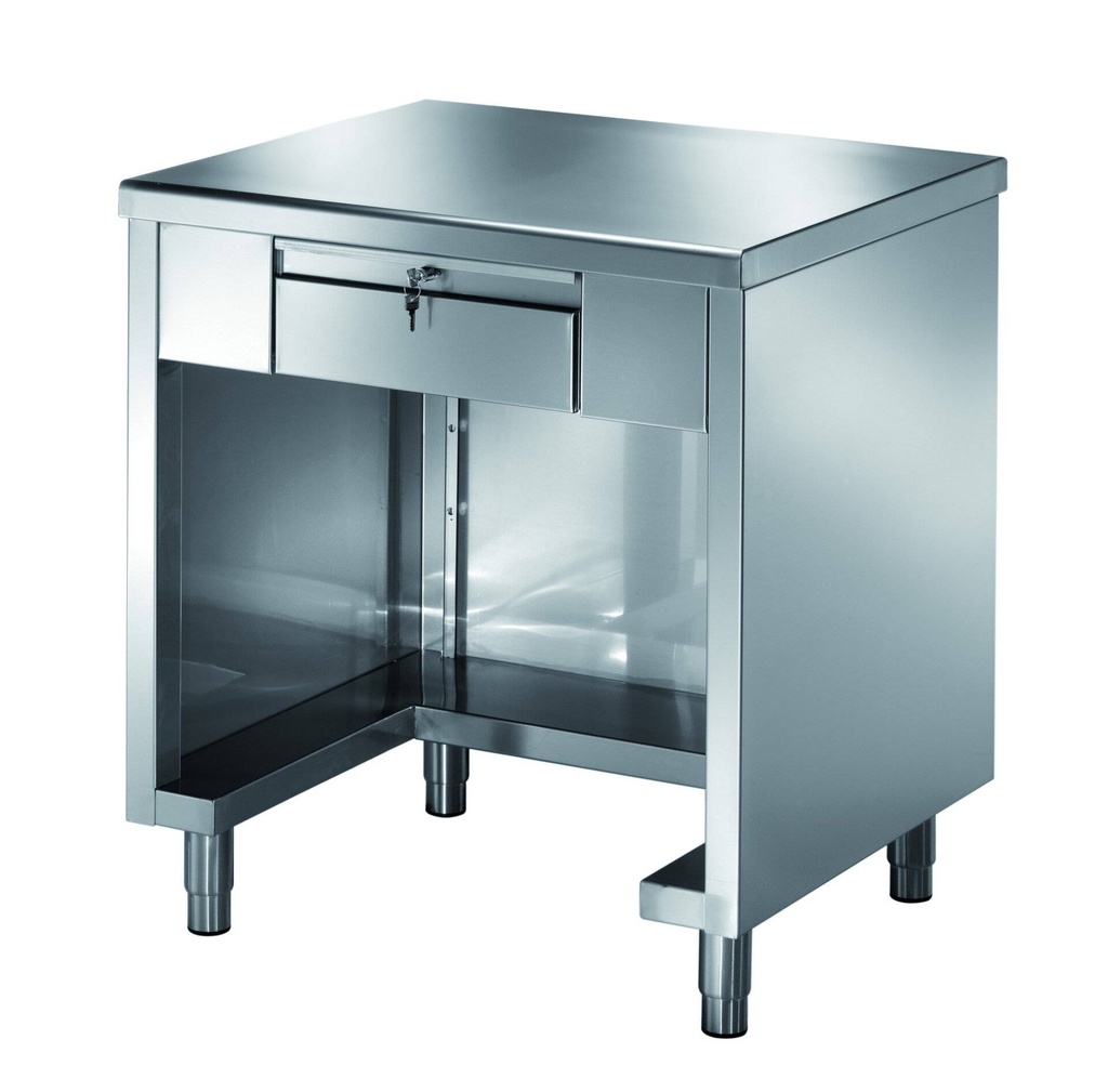 [TSC/12] Kassentisch PROFI 3-seitig geschlossen mit verschließbare Schublade 1200x700x890