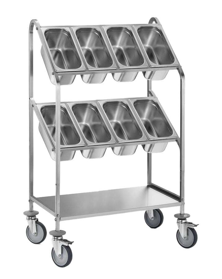 [TGC2/2] Besteckwagen PROFI mit zwei Ablageborde für 8x GN 1/3-150