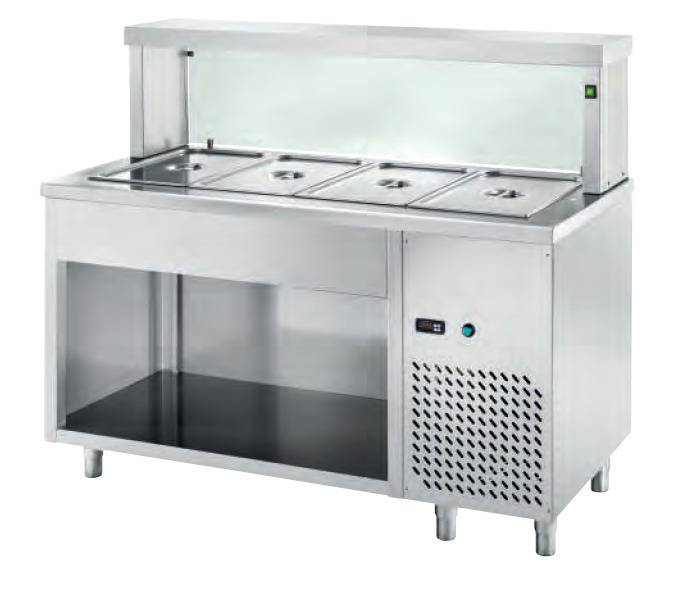 [RTC/9] Ausgaben Kühltisch PROFI offen mit eckigem Glasaufsatz 900x700x1300