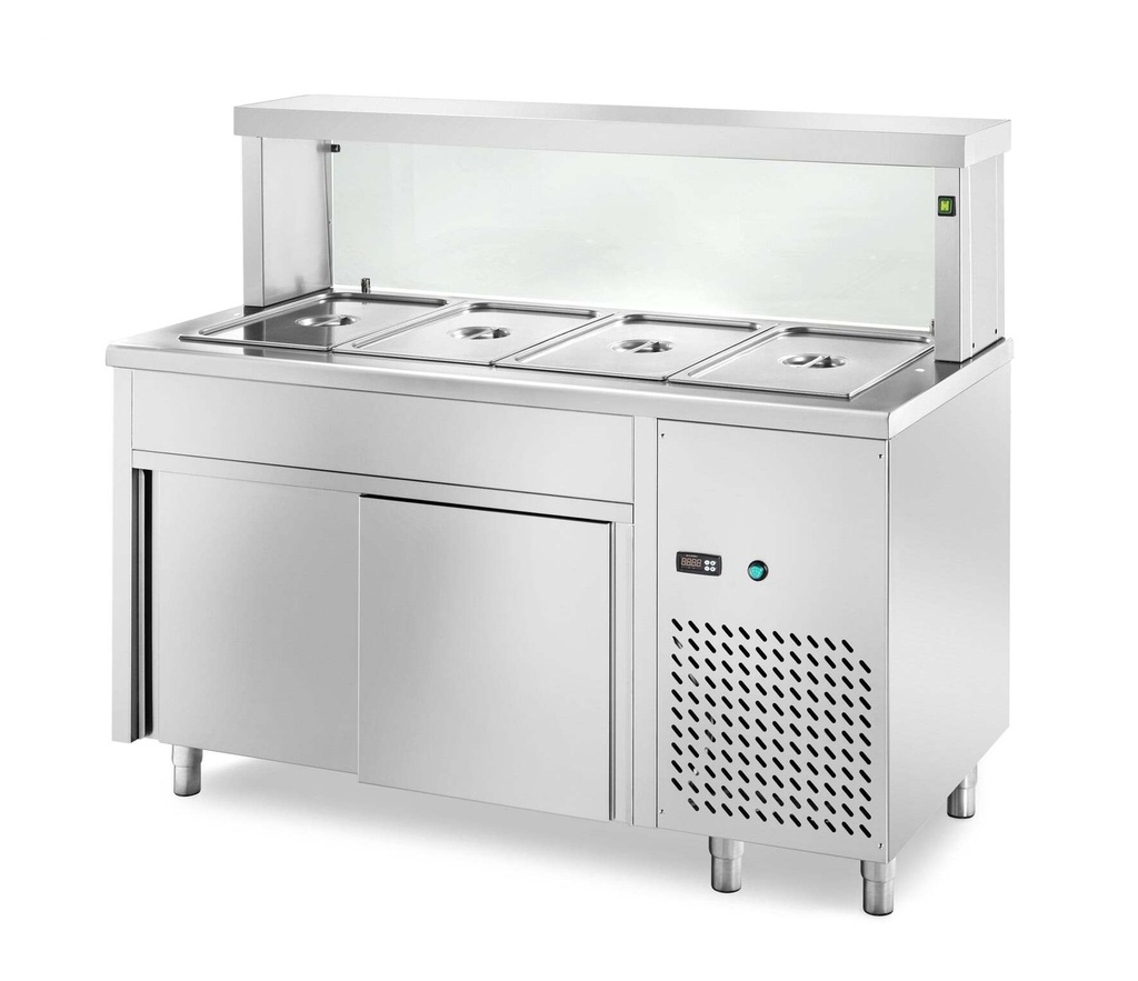 [RTT/9] Ausgaben Kühltisch PROFI mit Flügeltür und eckigem Glasaufsatz 900x700x1300