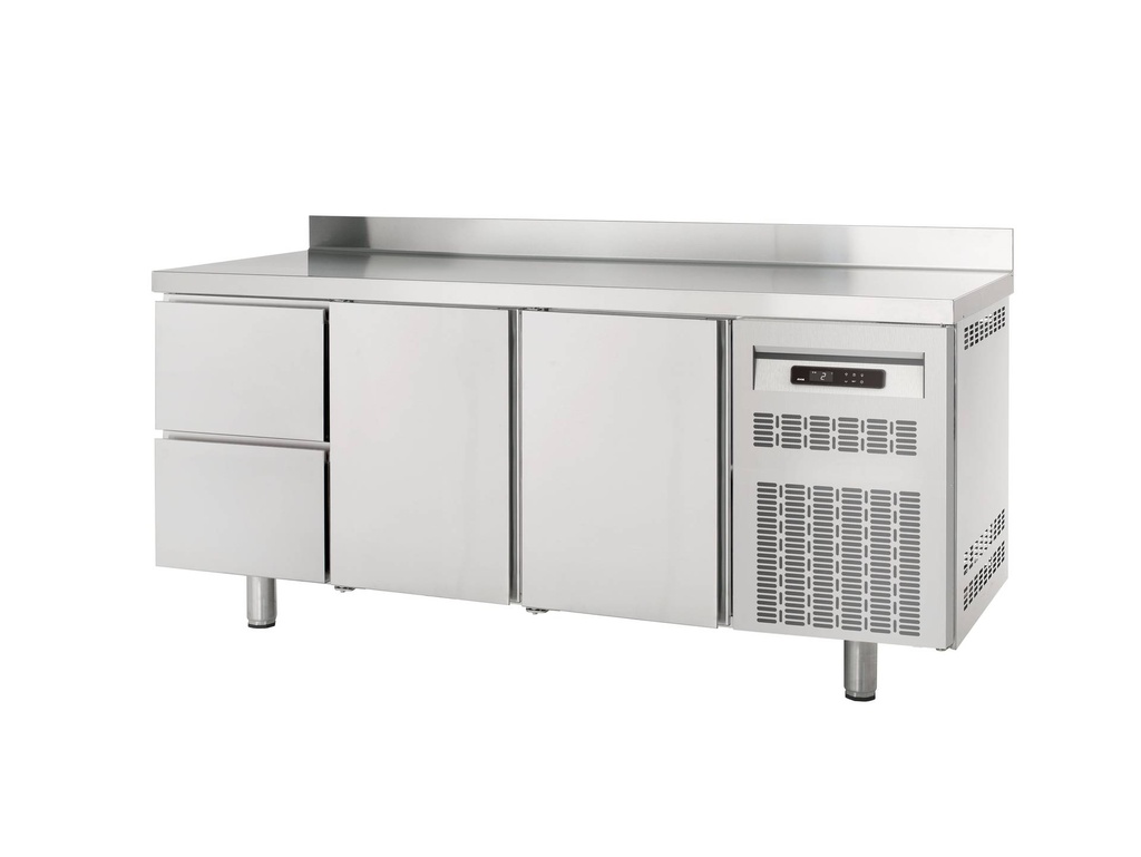 [KTN700-PROFI2/2AK] Kühltisch Profi 2/2 Superior mit Aufkantung - GN 1/1