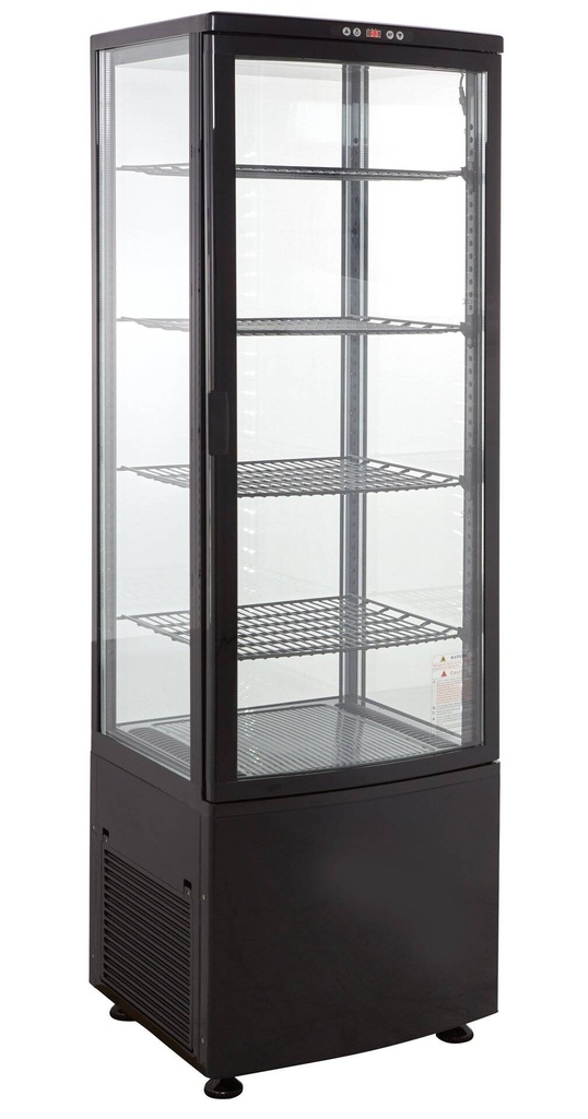 [KV-235S] Kühlvitrine ECO 235 Liter, LED-Beleuchtung, 4 Roste, schwarz