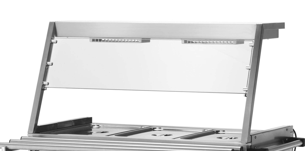 [ART.026.PB/N] Aufsatz mit Infrarot-Lampen und Hustenschutz für Bain-Marie-Wagen PROFI 2x GN 1/1 mit Trockenheizung / abnehmbarer Wanne