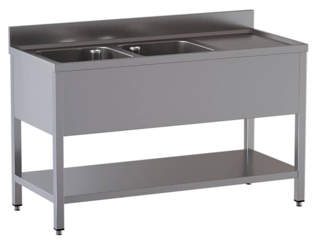 [SPT-ECO1570L2] Spültisch ECO 15x7 mit 2 Becken links