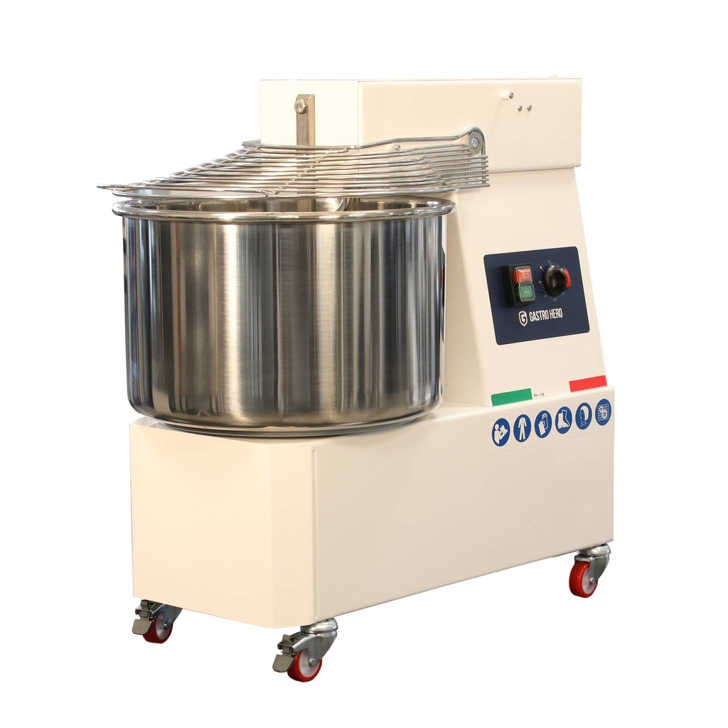 [STKM333PHF] Spiral-Teigknetmaschine PROFI 33 Liter 400V mit Rollen - fester Kopf