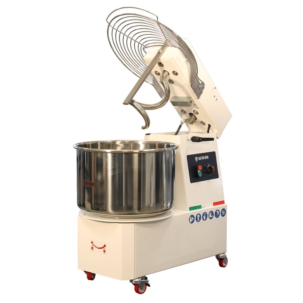 [STKM223PHV] Spiral-Teigknetmaschine PROFI 22 Liter 400V mit Rollen - variabler Kopf