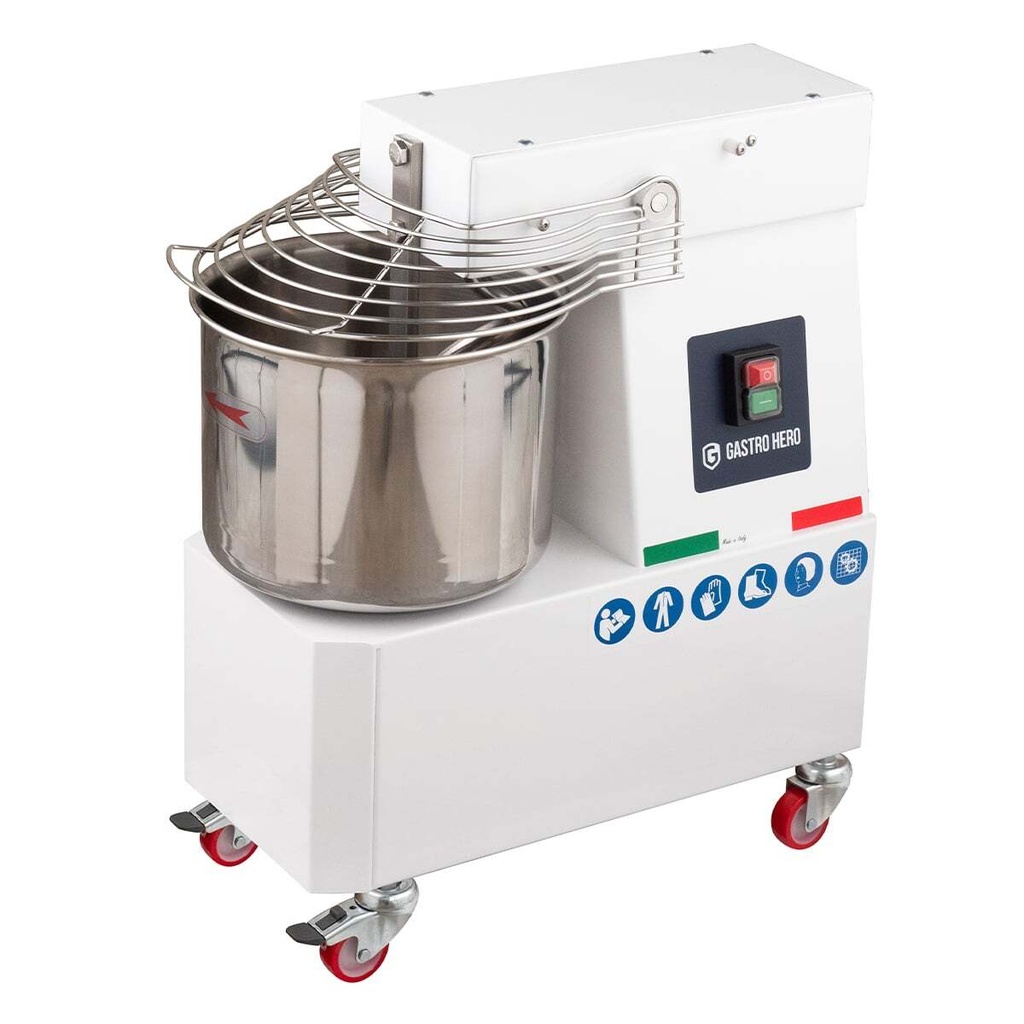 [STKM10F] Spiral-Teigknetmaschine PROFI 10 Liter 230V mit Rollen - fester Kopf