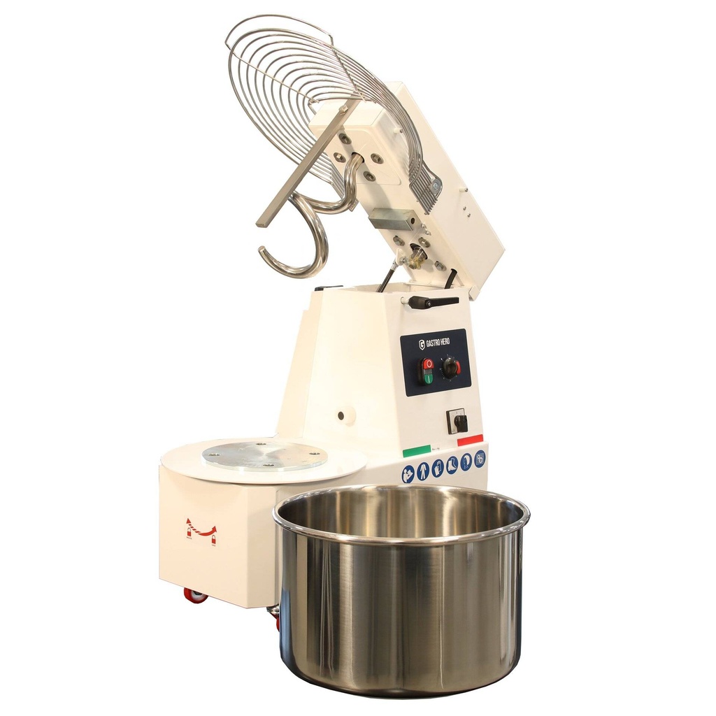 [STKM42V2G] Spiral-Teigknetmaschine PROFI 42 Liter 400V mit Rollen - variabler Kopf und 2 Geschwindigkeiten