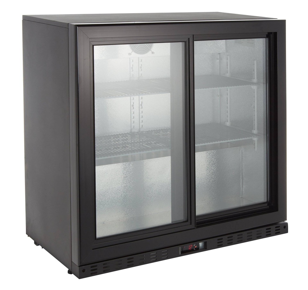 [BKS-230ST] Barkühlschrank ECO 230 mit Schiebetüren schwarz, LED Beleuchtung, unterbaubar