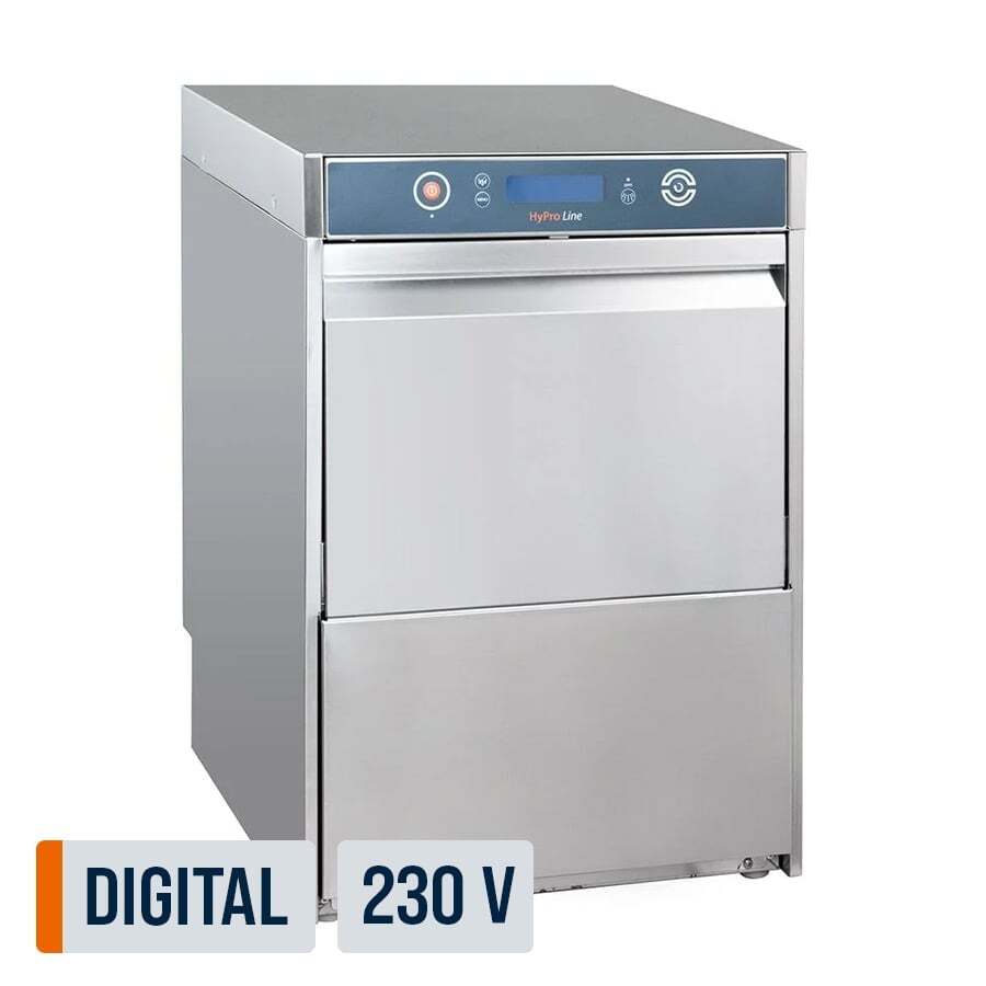 [HYPRO-GLSM40SL] Gläserspülmaschine HYPRO Digital 40 SL 40x40 cm Korbmaß, mit Reiniger- & Klarspüldosierer, mit Ablaufpumpe & Drucksteigerungspumpe Made in Europe, 230 Volt
