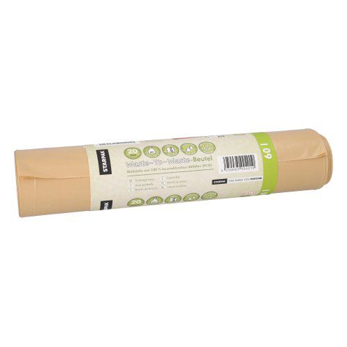 [90401] 16 x 20 Müllsäcke aus 100% PCW "Waste-To-Waste" 60 l 88 cm x 60 cm braun