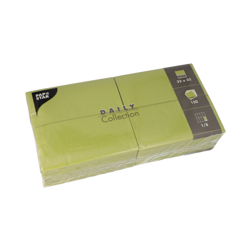 [37352] 6 x 150 Servietten "DAILY Collection" 1/8-Falz 32 cm x 32 cm olivgrün