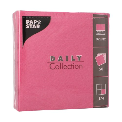 [37366] 14 x 50 Servietten "DAILY Collection" 1/4-Falz 32 cm x 32 cm fuchsia