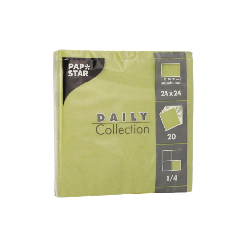 [37373] 20 x 20 Servietten "DAILY Collection" 1/4-Falz 24 cm x 24 cm olivgrün
