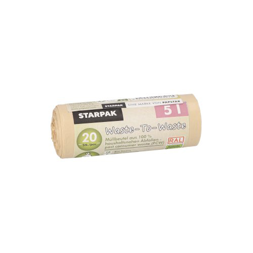 [90397] 30 x 20 Müllbeutel aus 100% PCW "Waste-To-Waste" 5 l 44 cm x 36 cm beige