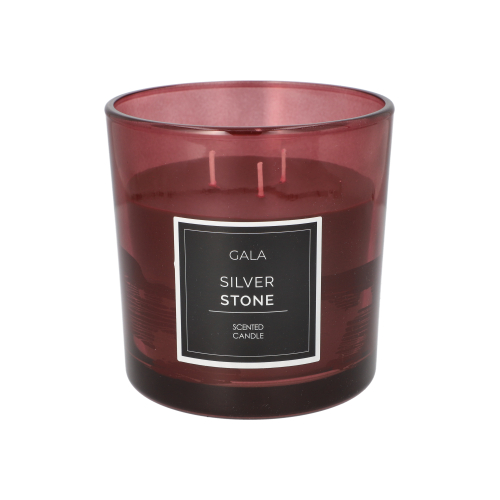 [96875] 6 x "GALA" 3-Dochtkerze mit Duft Ø 14 cm · 14 cm rot - Silver Stone