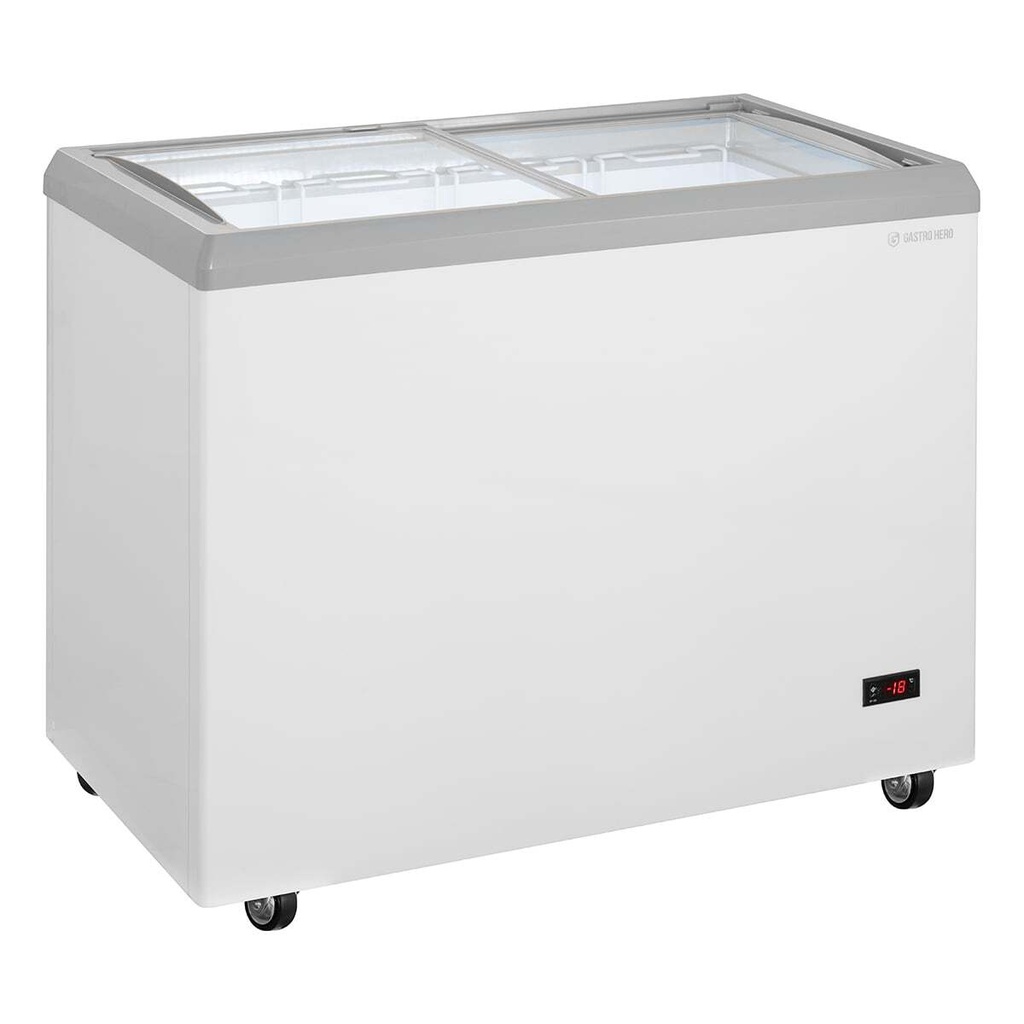 [ECTE217] Eiscreme-Gefriertruhe 217 Liter mit LED-Beleuchtung und Rollen