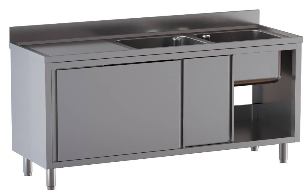 [SPS-ECO18070R2] Spülschrank ECO 18x7 mit 2 Becken rechts