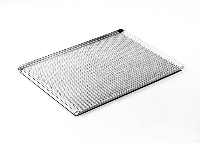 [9471M] Pizzablech 3 Seiten Rand gelocht aus Aluminium