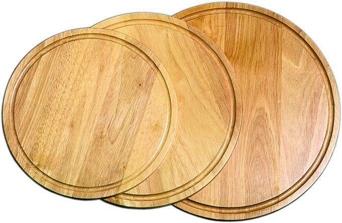 [1395M] Pizzateller mit Saftrille aus Holz