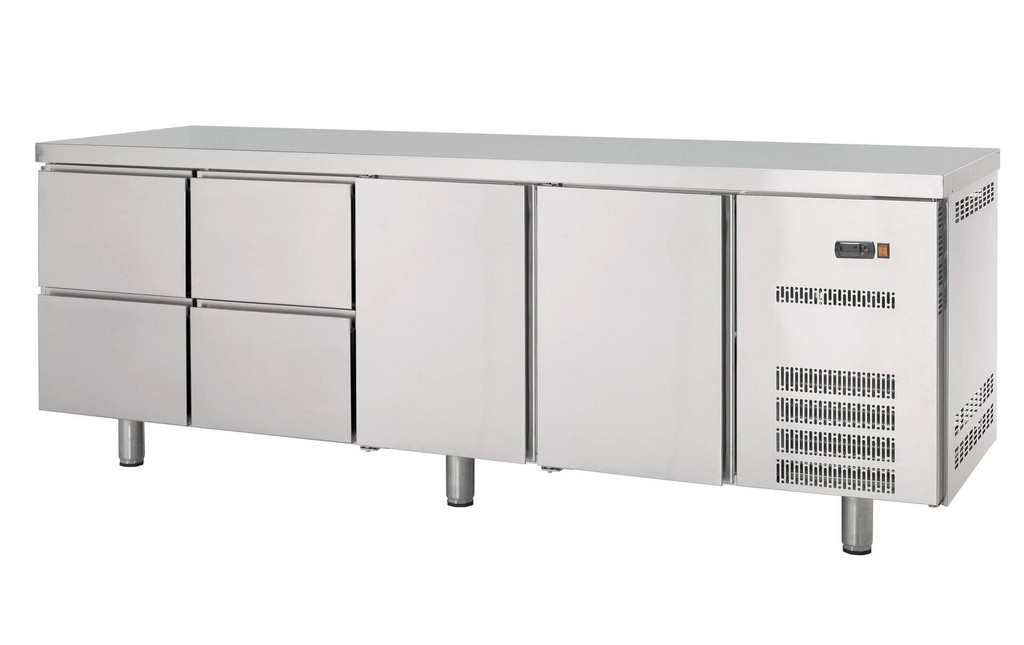 [A-1803043] Kühltisch Profi 2/4 - GN 1/1 ohne Arbeitsplatte und für Zentralkühlung, inklusive Ventile