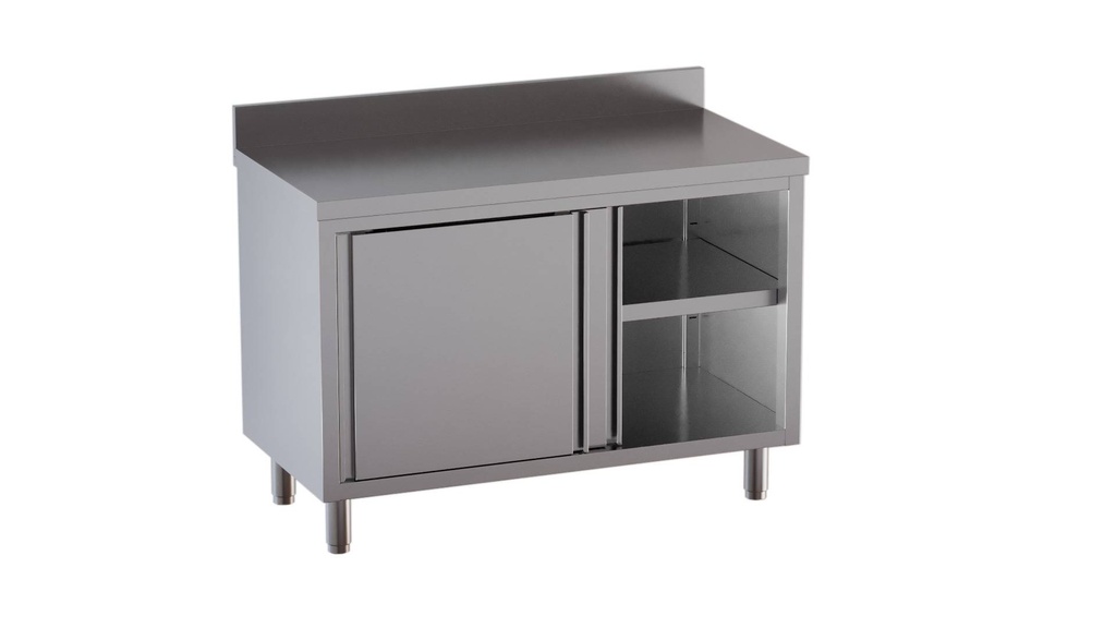 [ASS-ECO1460A] Edelstahl Arbeitsschrank ECO 14x6 mit Aufkantung