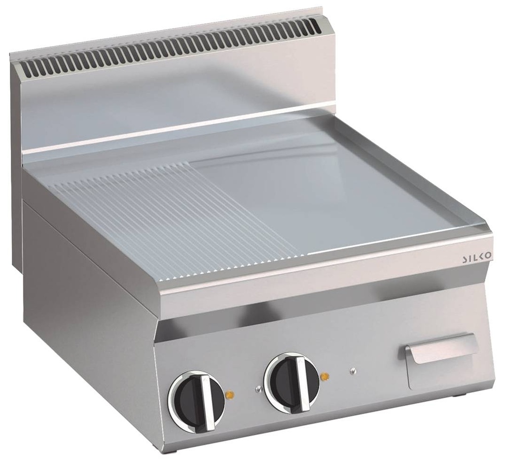 [10212319] KBS Elektro Grillplatte gerillt aus Edelstahl mit 2 Heizzonen Tischgerät