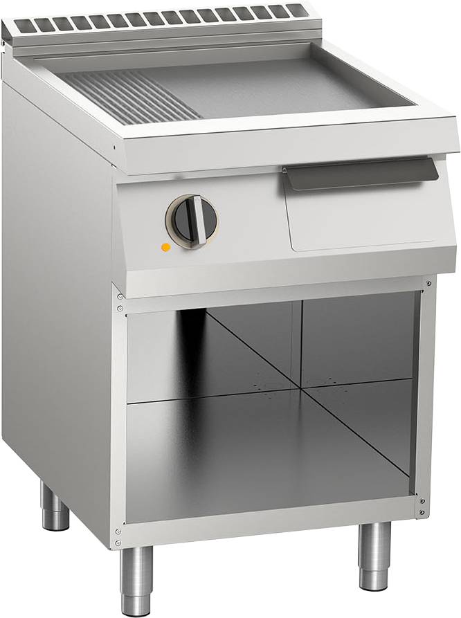 [10412453] KBS Elektro-Grillplatte geteilt aus Edelstahl 7,5kW mit 2 Heizzonen offener Unterbau