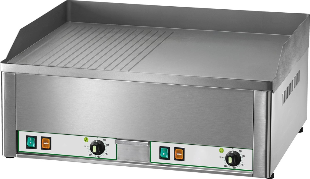 [10921014] KBS Elektro-Grillplatte 6kW 2 Heizzonen 1/2 glatt + 1/2 gerillt