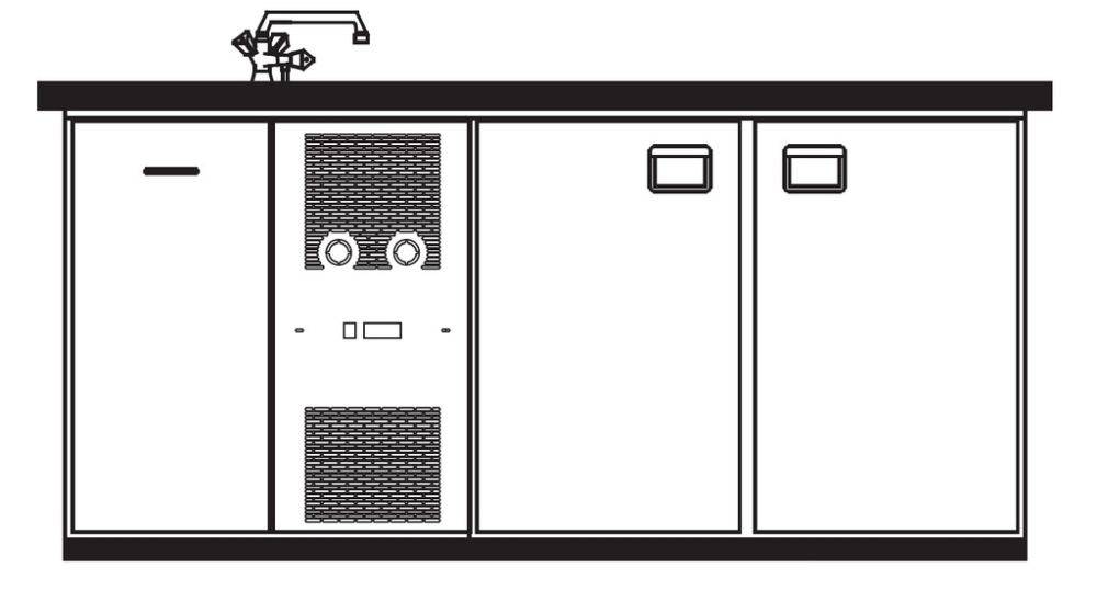 [304183] KBS Getränketheke Bergamo mit 2 Becken links
