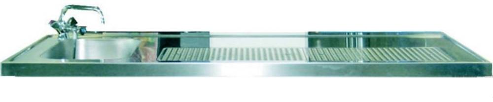 [304215] KBS Schanktischabdeckung 2500x750mm mit Wulstrand 2 Becken links