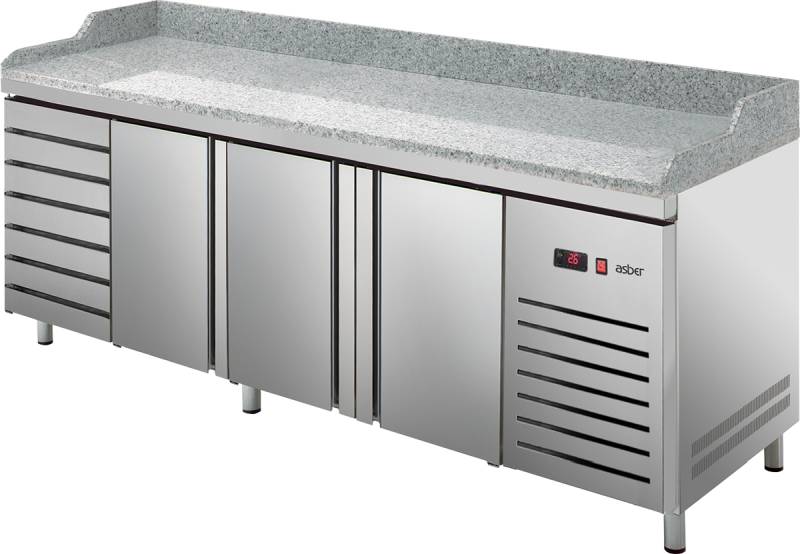 [480370] KBS Pizzakühltisch Pizza PKT 3007 3 Türen und 7 Teigschubladen