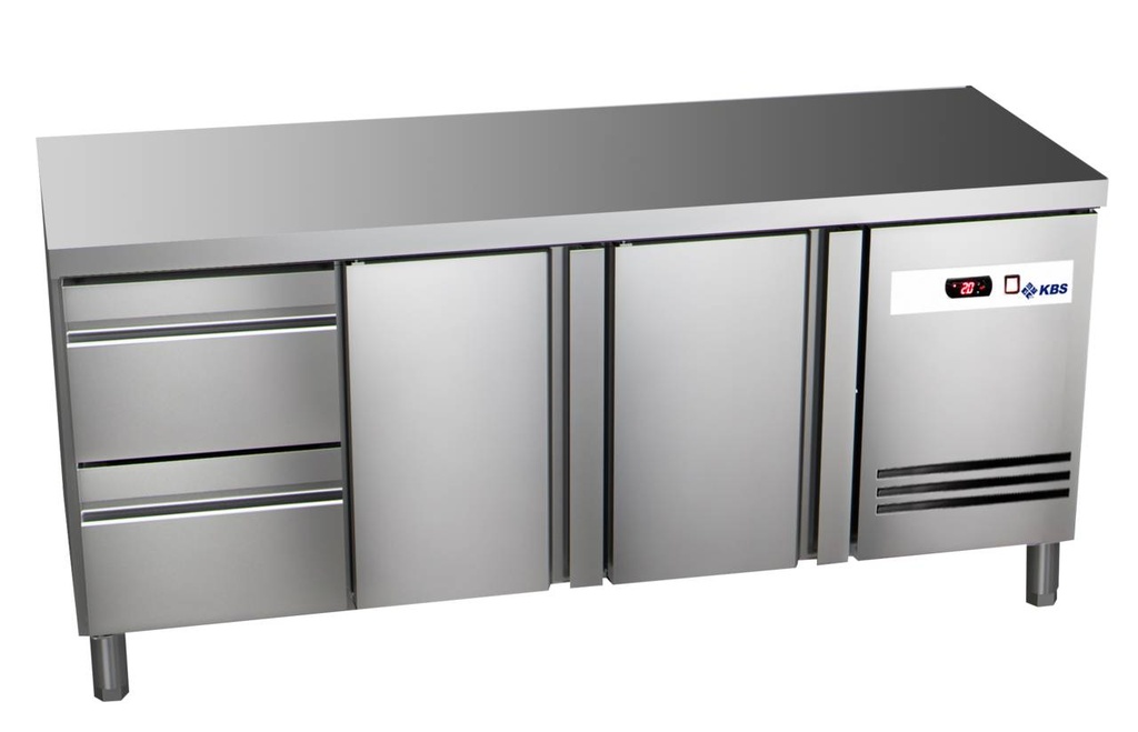 [60222026] KBS Kühltisch Ready KT3102 mit Arbeitsplatte 2 Türen 2 halbe Schubladen
