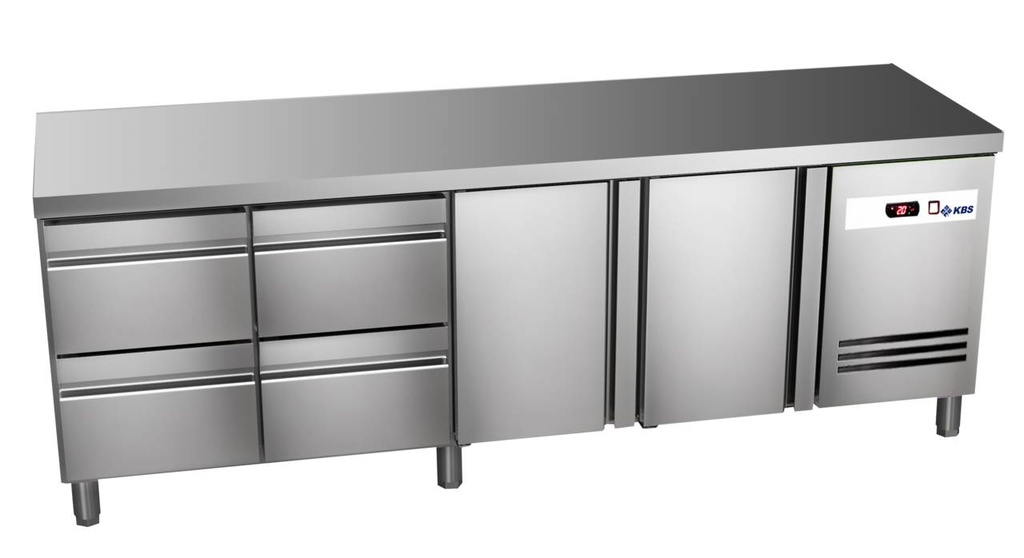 [60222030] KBS Kühltisch Ready KT4104 mit Arbeitsplatte 2 Türen 4 halbe Schublade