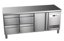 KBS Kühltisch Ready KT3604 mit Arbeitsplatte 1 Tür, 4 halbe Schubladen