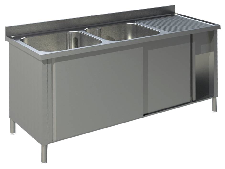 [91922104] KBS Spülschrank mit Schiebetüren B 160cm 2 - Becken links