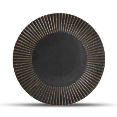 [604804] Teller Gestreift aus Porzellan, 27,5 cm, silber