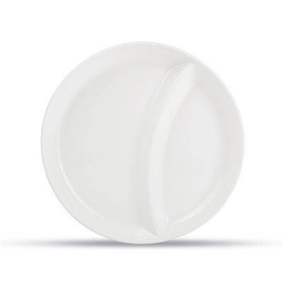 [611549] Menüteller 2 gebogene Teile Care aus Porzellan, 22,5 cm