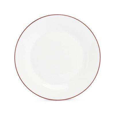 [750933] Teller burgunderfarbener Rand Basic White aus Porzellan, 27 cm
