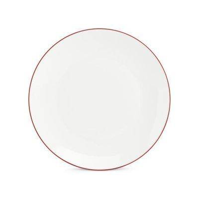 [750943] Teller Coupe burgunderfarbener Rand Basic White, 26,5 cm