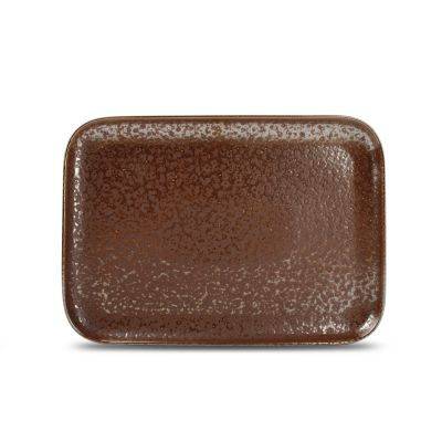 [605014] Teller rostiger Oxido aus Porzellan, 28 x 20 cm