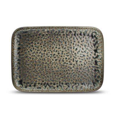 [605041] Platte smaragdgrün Oxido aus Porzellan, 28 x 20 cm