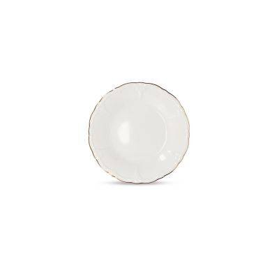 [741070] Flacher Teller mit goldenem Rand Retro aus Porzellan, 16 cm