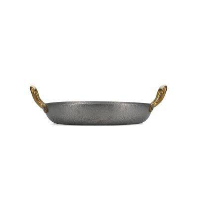 [791481] Servierschale mit goldenem Griff, Gehämmert, Ø 24 cm, H 5 cm